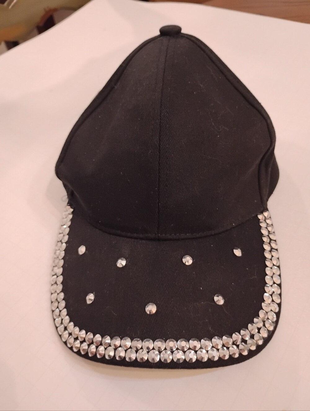 Black Crystal-Embellished Baseball Cap - Women's Accessory
